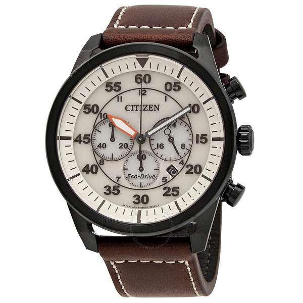 Citizen Chronograph Eco-Drive Ivory Dial Men's Watch CA4215-04W - The Watches Men & Co