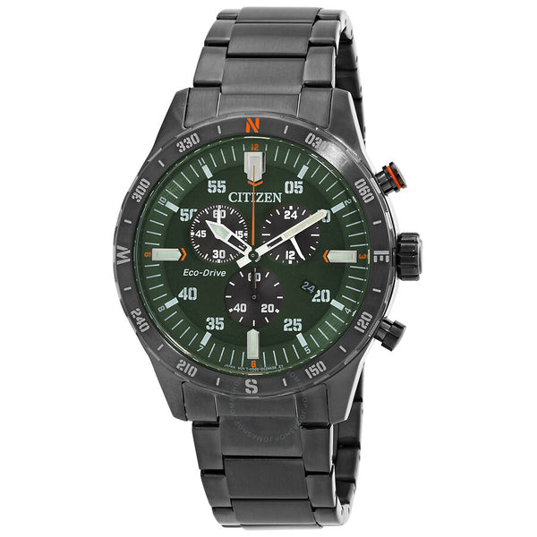 Citizen Chronograph GMT Eco-Drive Green Dial Men's Watch AT2527-80X - The Watches Men & Co