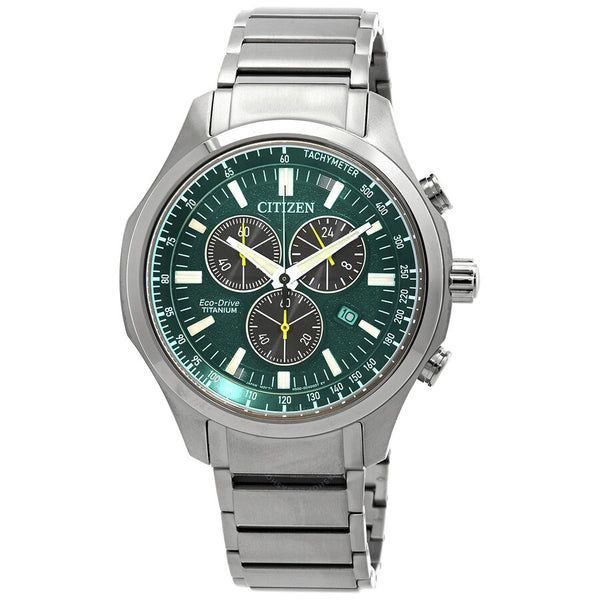 Citizen Chronograph GMT Eco-Drive Green Dial Men's Watch AT2530-85X - The Watches Men & Co