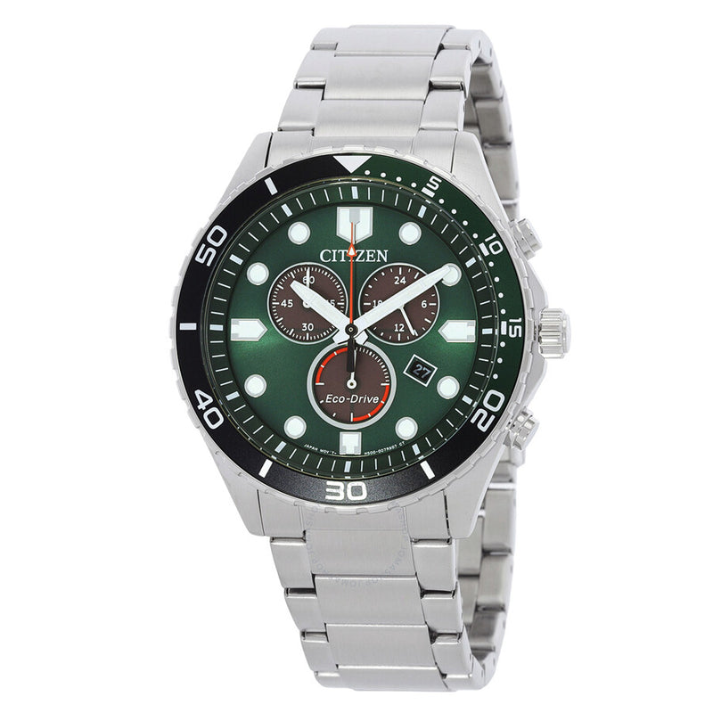 Citizen Chronograph Green Dial Men's Watch AT2561-81X - The Watches Men & Co