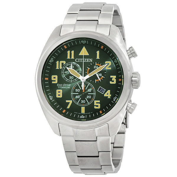 Citizen Chronograph Green Dial Men's Watch AT2480-81X - The Watches Men & Co