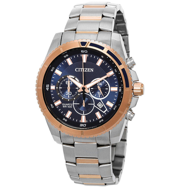 Citizen Chronograph Quartz Blue Dial Two-Tone Men's Watch AN8206-53L - The Watches Men & Co