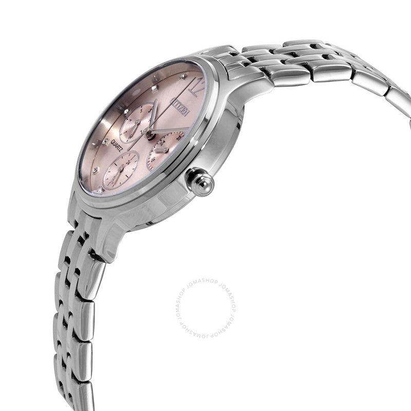 Citizen Chronograph Quartz Crystal Pink Dial Ladies Watch ED8180-52X - The Watches Men & Co #2