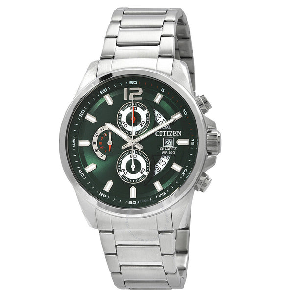 Citizen Chronograph Quartz Green Dial Watch AN3690-56X - The Watches Men & Co
