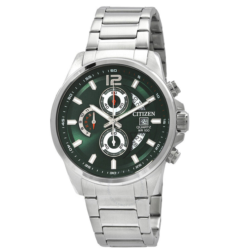 Citizen Chronograph Quartz Green Dial Watch AN3690-56X - The Watches Men & Co