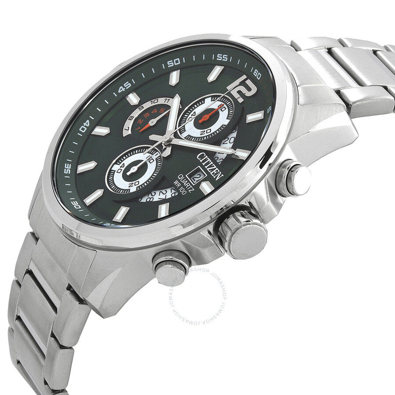 Citizen Chronograph Quartz Green Dial Watch AN3690-56X - The Watches Men & Co #2