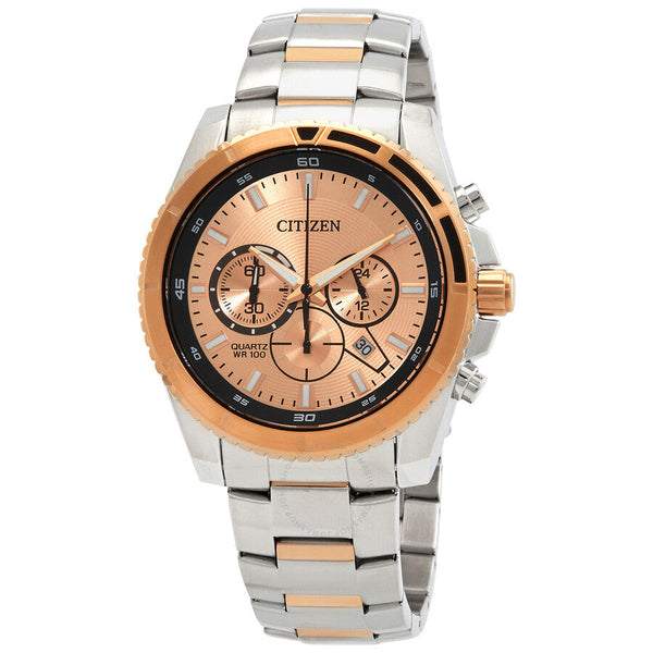 Citizen Chronograph Quartz Rose Gold Dial Men's Watch AN8204-59X - The Watches Men & Co