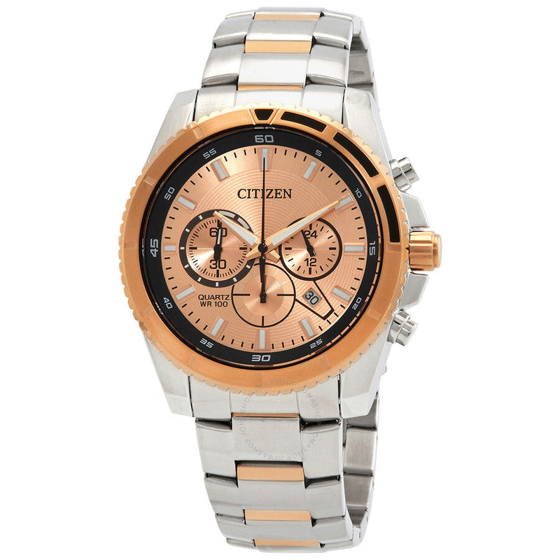 Citizen Chronograph Quartz Rose Gold Dial Men's Watch AN8204-59X - The Watches Men & Co