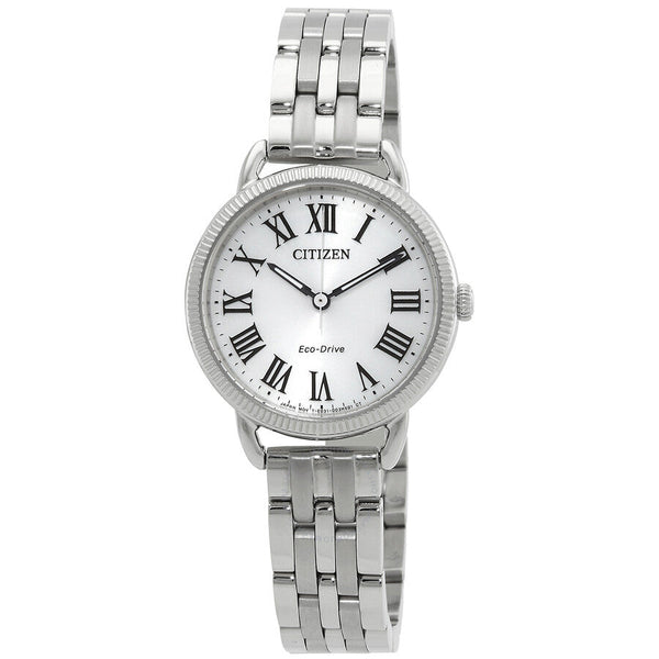 Citizen Classic Coin Edge Eco-Drive Silver Dial Ladies Watch EM1050-56A - The Watches Men & Co
