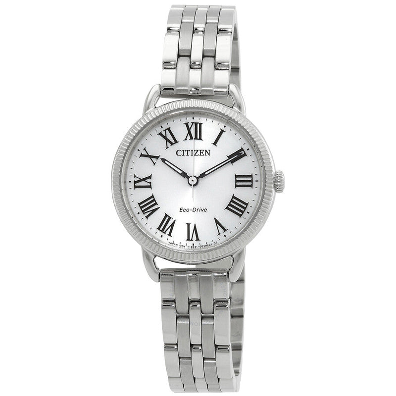 Citizen Classic Coin Edge Eco-Drive Silver Dial Ladies Watch EM1050-56A - The Watches Men & Co