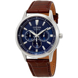 Citizen Corso Blue Dial Brown Leather Men's Watch BU2070-12L - The Watches Men & Co