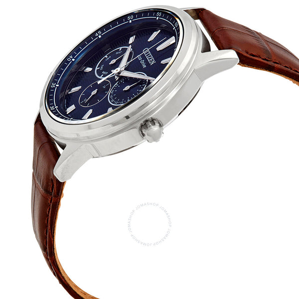 Citizen Corso Blue Dial Brown Leather Men's Watch BU2070-12L - The Watches Men & Co #2