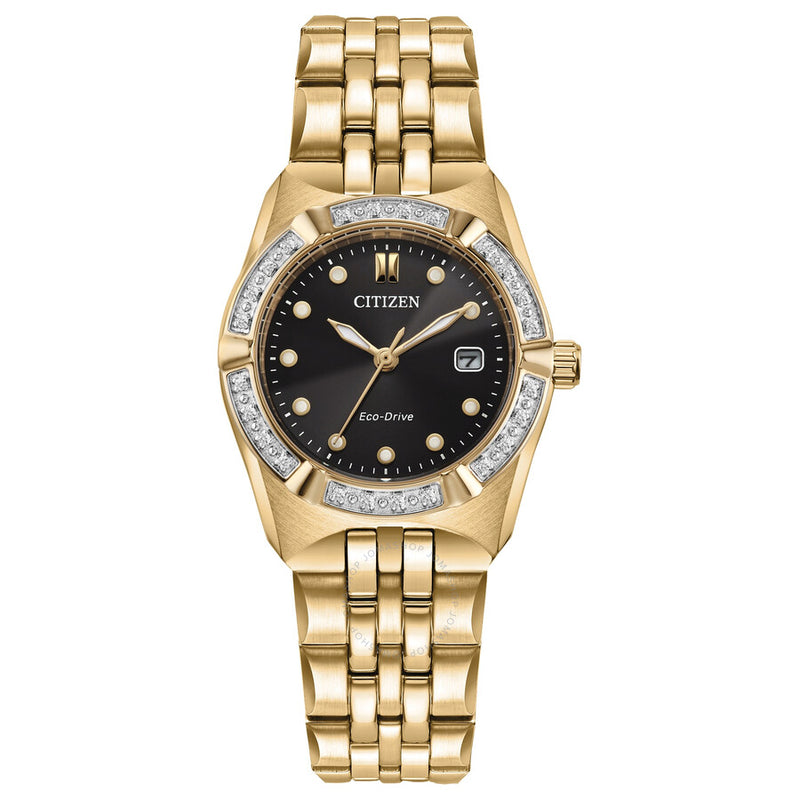 Citizen Corso Diamond Black Dial Ladies Watch EW2712-55E - The Watches Men & Co