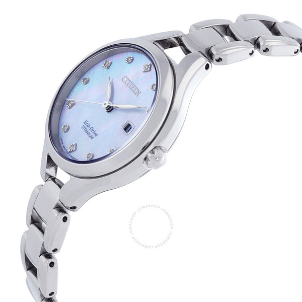 Citizen Diamond Mother of Pearl Dial Titanium Ladies Watch EW2560-86D - The Watches Men & Co #2