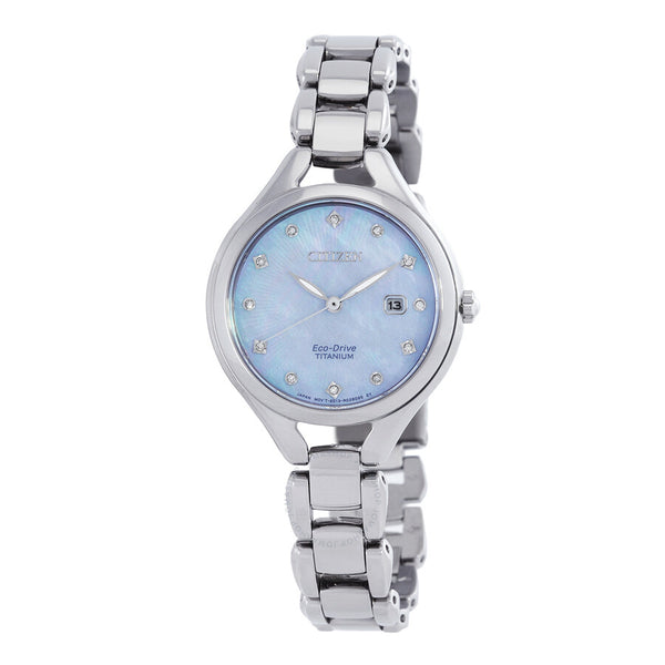 Citizen Diamond Mother of Pearl Dial Titanium Ladies Watch EW2560-86D - The Watches Men & Co
