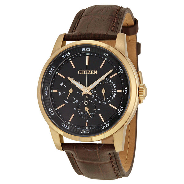 Citizen Dress Eco-Drive Black Dial Brown Leather Men's Watch BU2013-08E - The Watches Men & Co