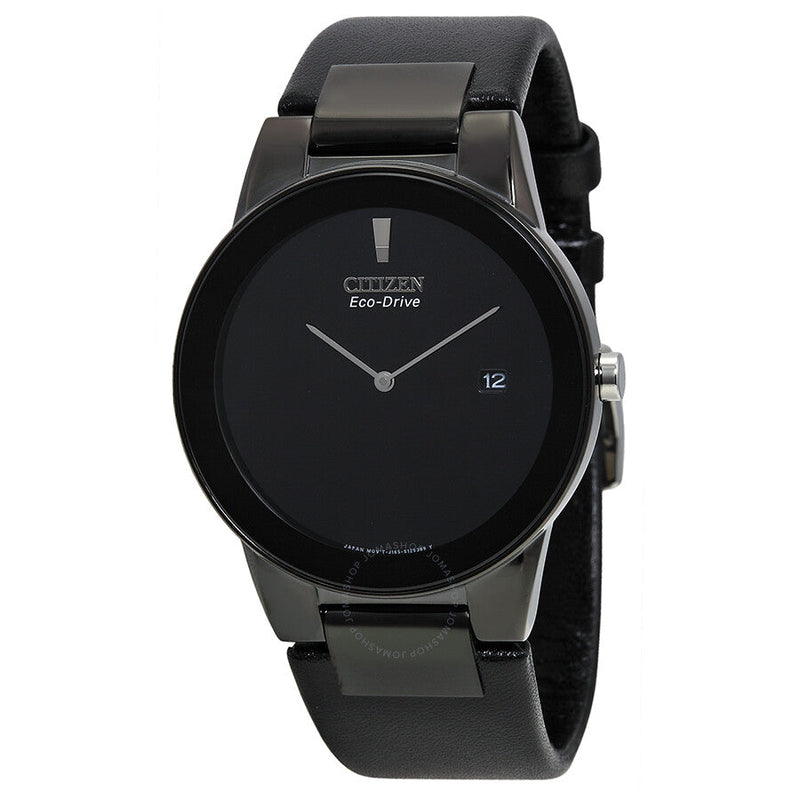 Citizen Eco Drive Axiom Black Dial Black Leather Men's Watch AU1065-07E - The Watches Men & Co