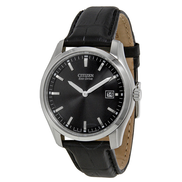 Citizen Eco Drive Black Dial Black Leather Men's Watch AU1040-08E - The Watches Men & Co