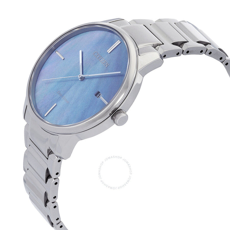 Citizen Eco-Drive Blue Mother of Pearl Dial Stainless Steel Men's Watch BM7520-88N - The Watches Men & Co #2