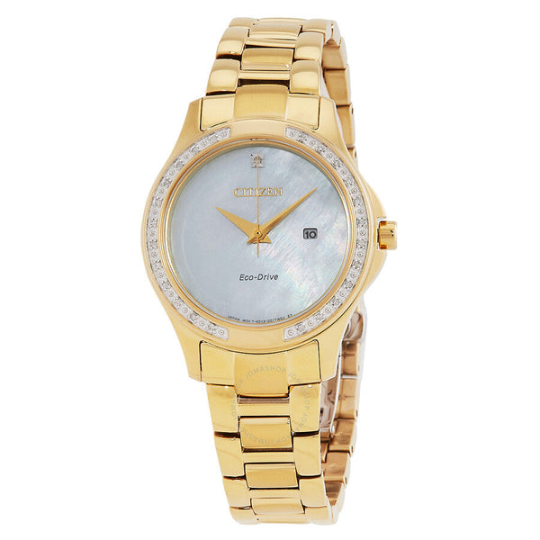 Citizen Eco-Drive Crystal Mother of Pearl Dial Ladies Watch EW2642-59D - The Watches Men & Co