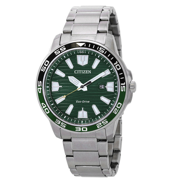 Citizen Eco-Drive Green Dial Stainless Steel Men's Watch AW1526-89X - The Watches Men & Co