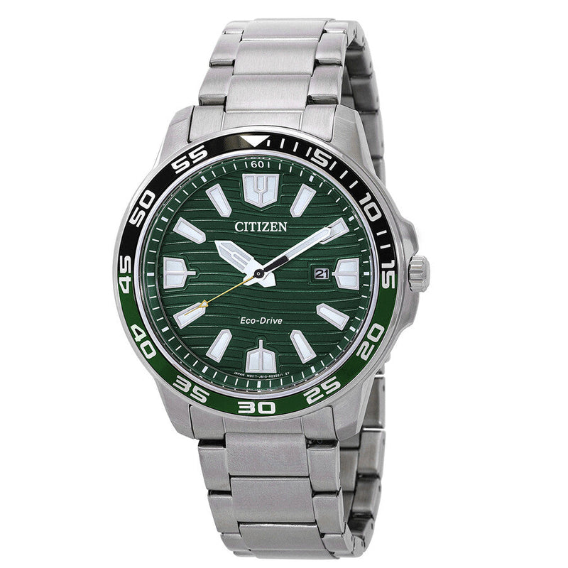 Citizen Eco-Drive Green Dial Stainless Steel Men's Watch AW1526-89X - The Watches Men & Co