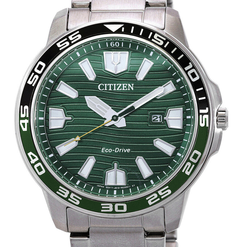 Citizen Eco-Drive Green Dial Stainless Steel Men's Watch AW1526-89X - The Watches Men & Co #4