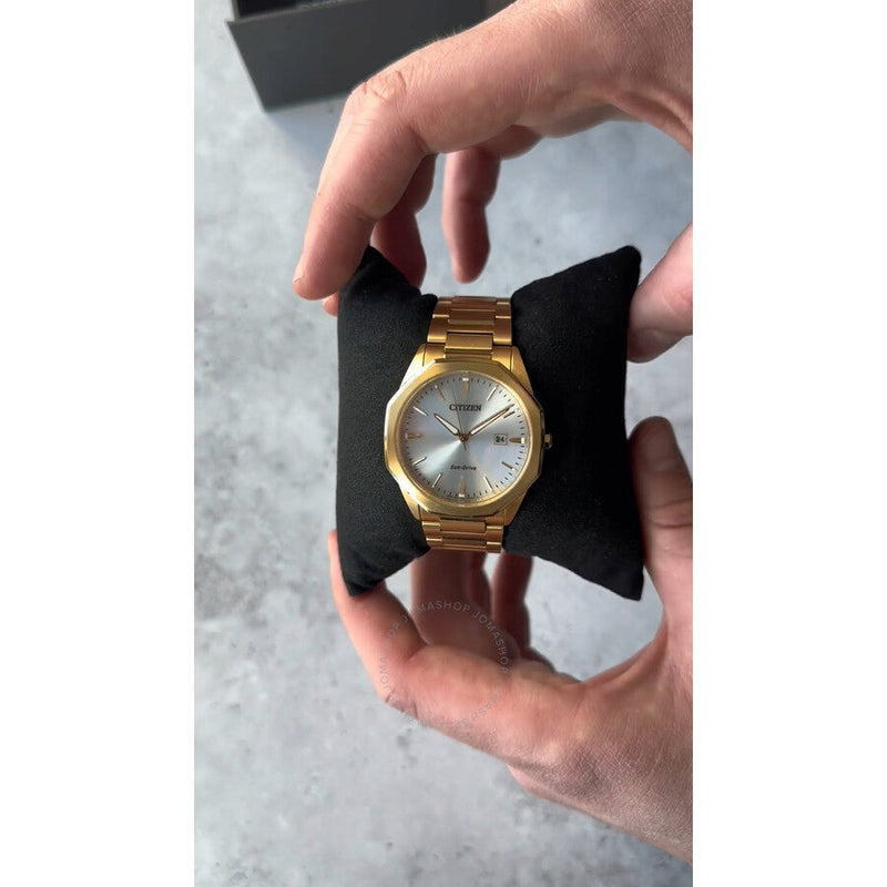 Citizen Eco-Drive Octagon Silver Dial Men Watch BM7492-57A - The Watches Men & Co #4