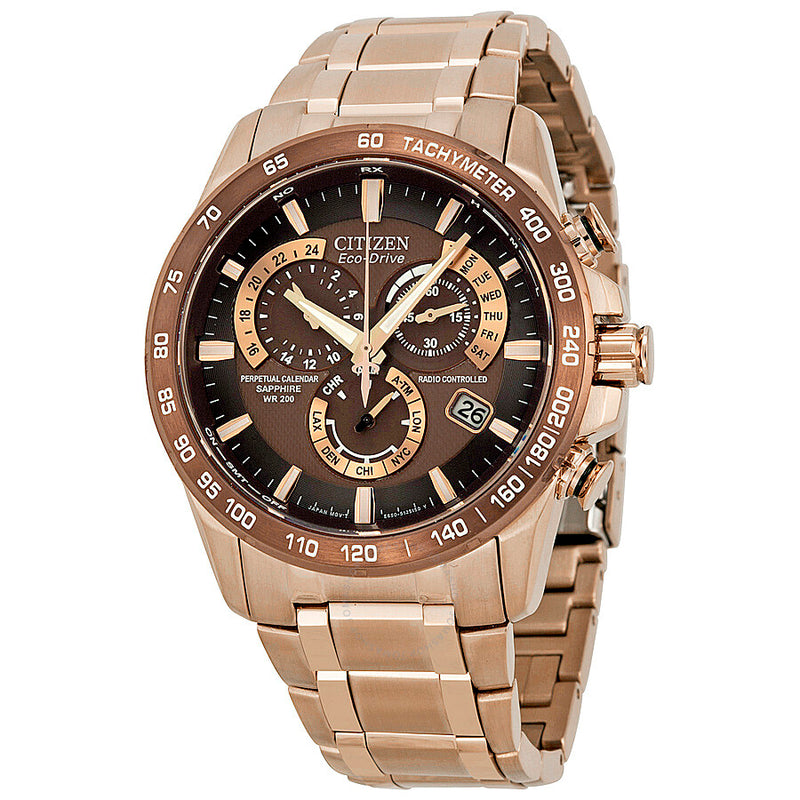 Citizen Eco-Drive Perpetual Calendar Chronograph Atomic Synchronization Men's Watch AT4106-52X - The Watches Men & Co