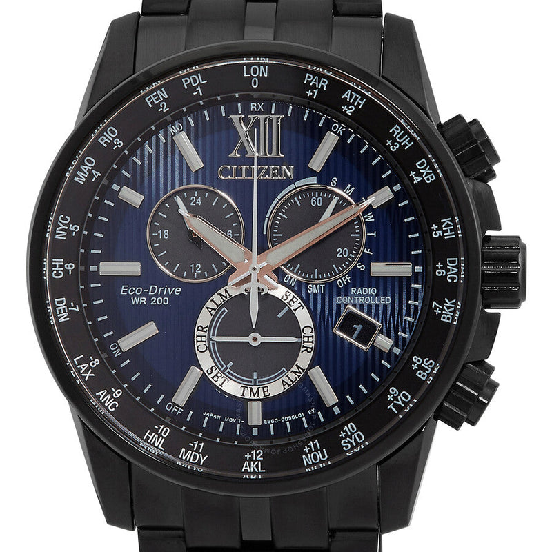 Citizen Eco-Drive Perpetual Chronograph GMT Blue Dial Men's Watch CB5885-85L - The Watches Men & Co #4