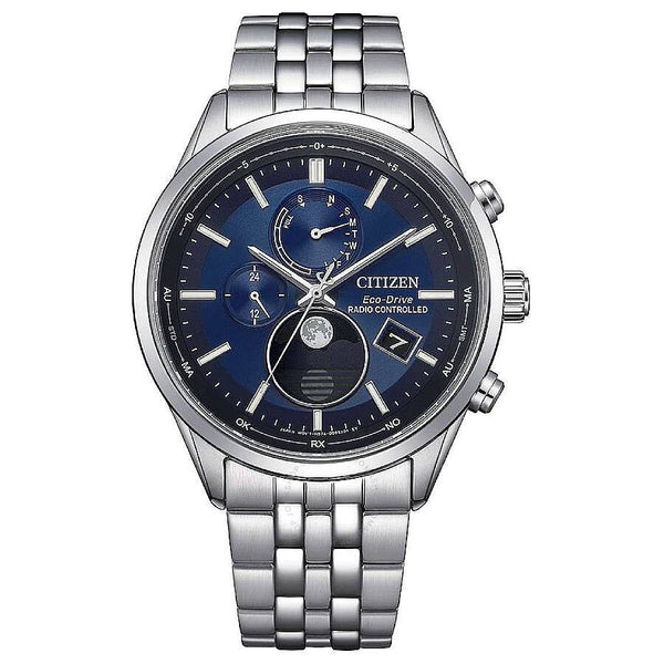 Citizen Eco-Drive Radio-Controlled Moon Phase Blue Dial Men's Watch BY1030-50L - The Watches Men & Co