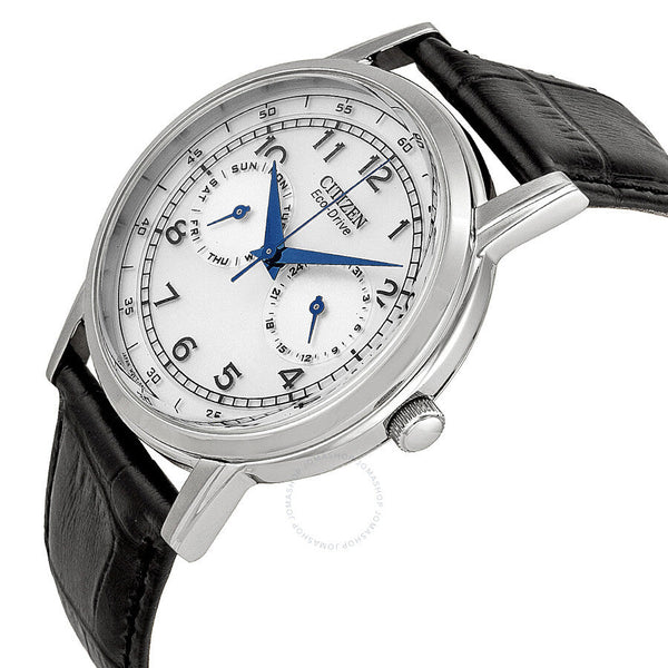 Citizen Eco-Drive Silver Dial Black Leather Men's Watch AO9000-06B - The Watches Men & Co #2