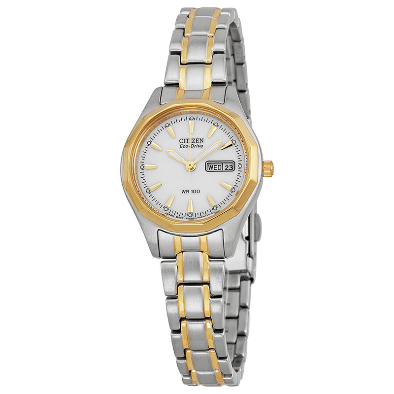 Citizen Eco-Drive Sport White Dial Two-tone Ladies Watch EW3144-51A - The Watches Men & Co