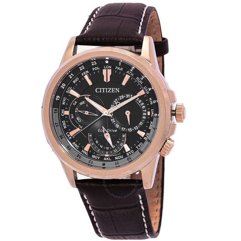 Citizen Eco-Drive World Time Chronograph Black Dial Men's Watch BU2023-12E - The Watches Men & Co