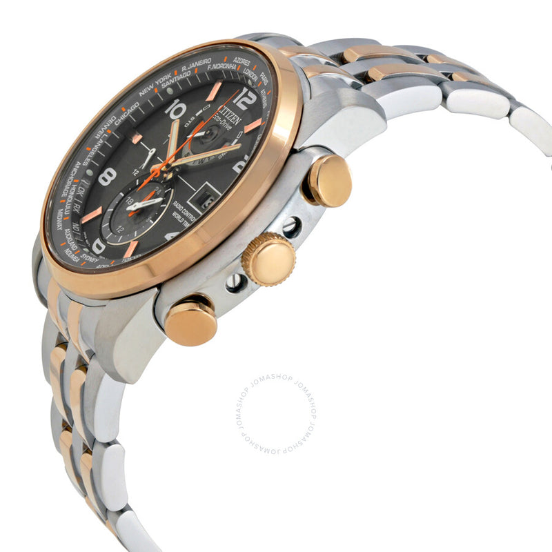 Citizen Eco Drive World Time Grey Dial Two-tone Men's Watch AT9016-56H - The Watches Men & Co #2