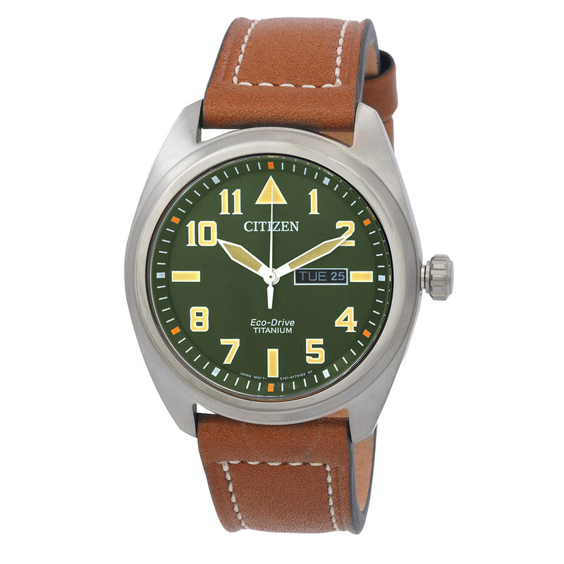 Citizen Eco-Drive Avion Super Titanium Green Dial Men's Watch BM8560-02X - The Watches Men & Co