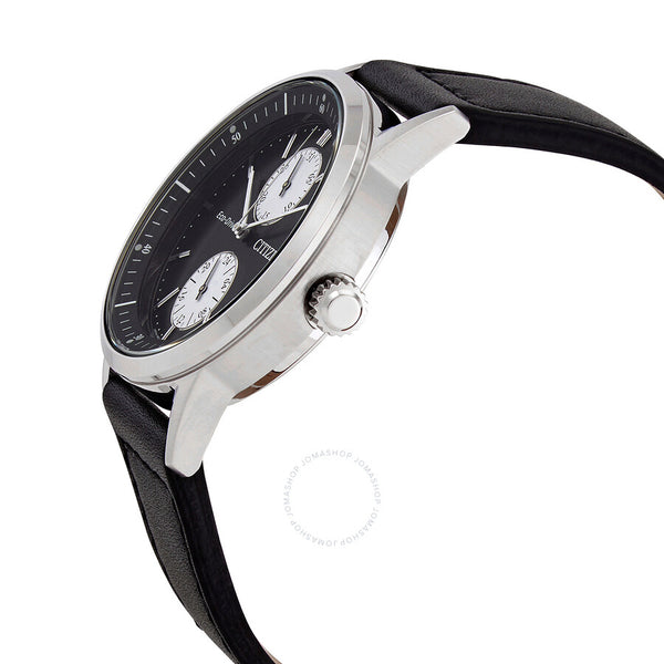 Citizen Eco-Drive Black Dial Black Leather Men's Watch BU3020-15E - The Watches Men & Co #2