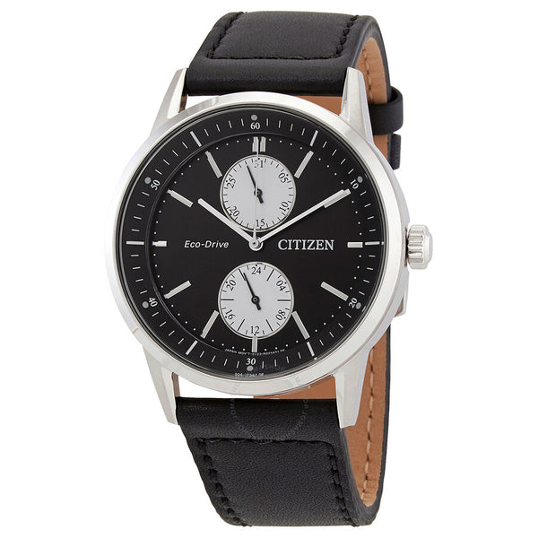 Citizen Eco-Drive Black Dial Black Leather Men's Watch BU3020-15E - The Watches Men & Co