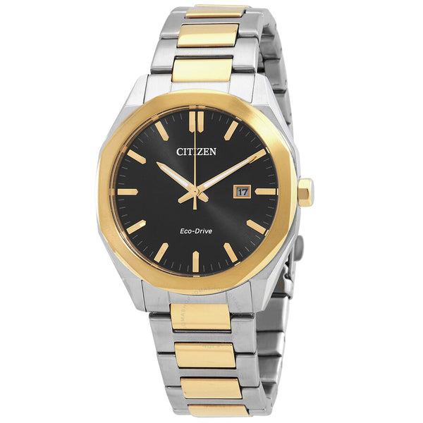 Citizen Eco-Drive Black Dial Two-Tone Men's Watch BM7604-80E - The Watches Men & Co