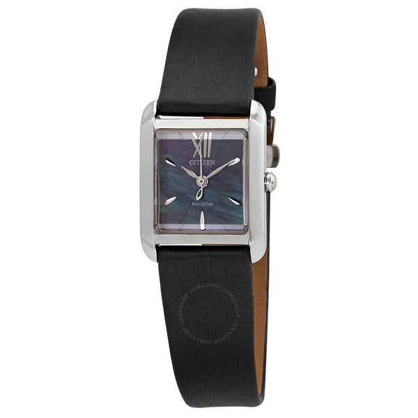 Citizen Eco-Drive Blue Mother of Pearl Black Leather Ladies Watch EW5550-16N - The Watches Men & Co