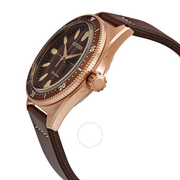 Citizen Eco-Drive Brown Dial Brown Leather Men's Watch AW1593-06X - The Watches Men & Co #2