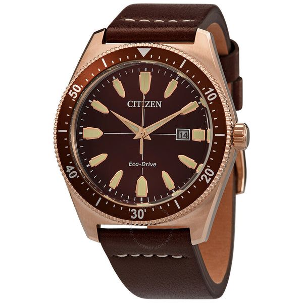 Citizen Eco-Drive Brown Dial Brown Leather Men's Watch AW1593-06X - The Watches Men & Co