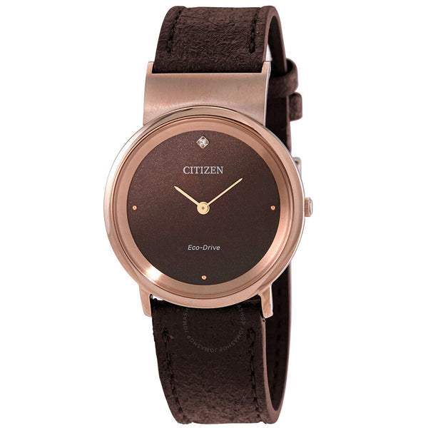 Citizen Eco-Drive Brown Dial Ladies Watch EG7072-19X - The Watches Men & Co