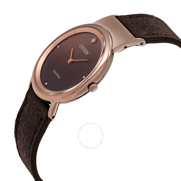 Citizen Eco-Drive Brown Dial Ladies Watch EG7072-19X - The Watches Men & Co #2
