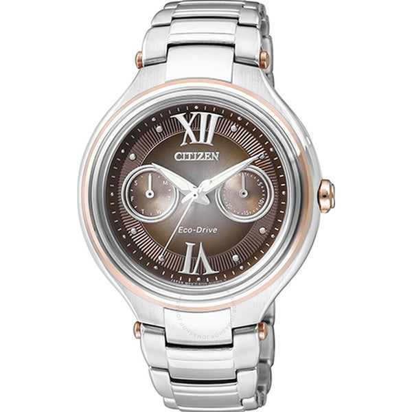 Citizen Eco-Drive Brown Dial Stainless Steel Ladies Watch FD4007-51W - The Watches Men & Co