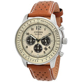 Citizen Eco-Drive Chronograph Beige Dial Brown Leather Men's Watch CA4500-16X - The Watches Men & Co