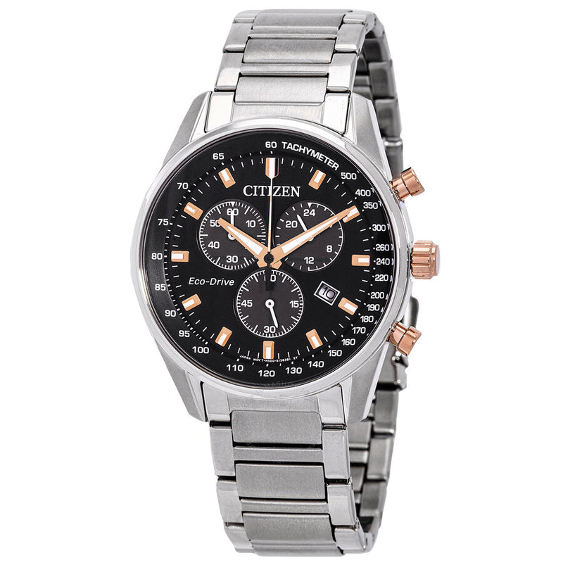 Citizen Eco-Drive Chronograph Black Dial Men's Watch AT2396-86E - The Watches Men & Co