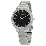 Citizen Eco-Drive Crystal Black Dial Stainless Steel Ladies Watch FE7040-53E - The Watches Men & Co