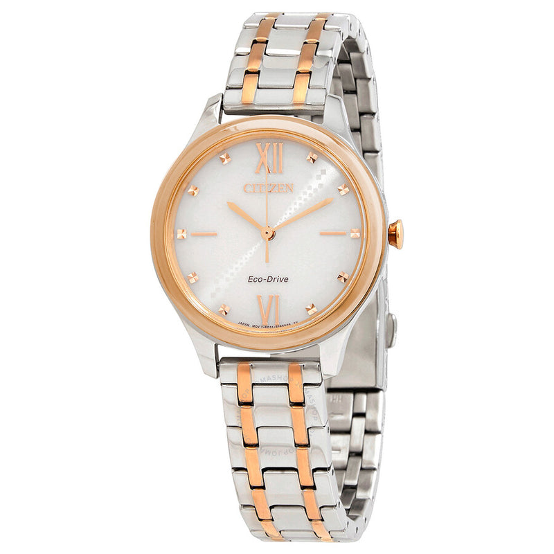 Citizen Eco-Drive Ivory Dial Two-tone Ladies Watch EM0506-77A - The Watches Men & Co