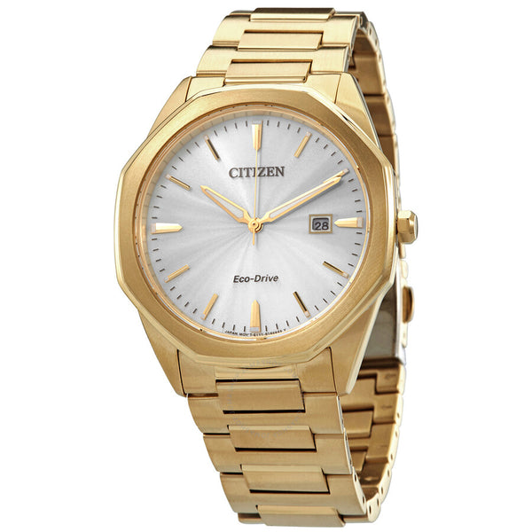 Citizen Eco-Drive Octagon Silver Dial Men Watch BM7492-57A - The Watches Men & Co